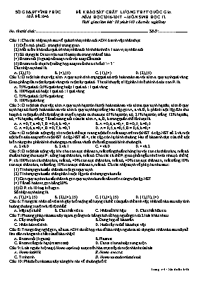 Đề thi thử THPT quốc gia Sinh học 12 - Mã đề 646 - Năm học 2016-2017 - Sở GD & ĐT Vĩnh Phúc